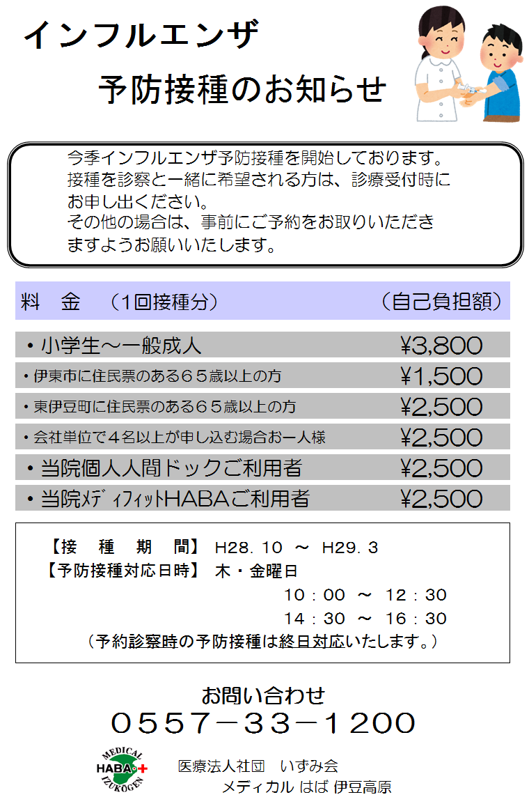 インフルエンザ 秦野 予防 接種 市